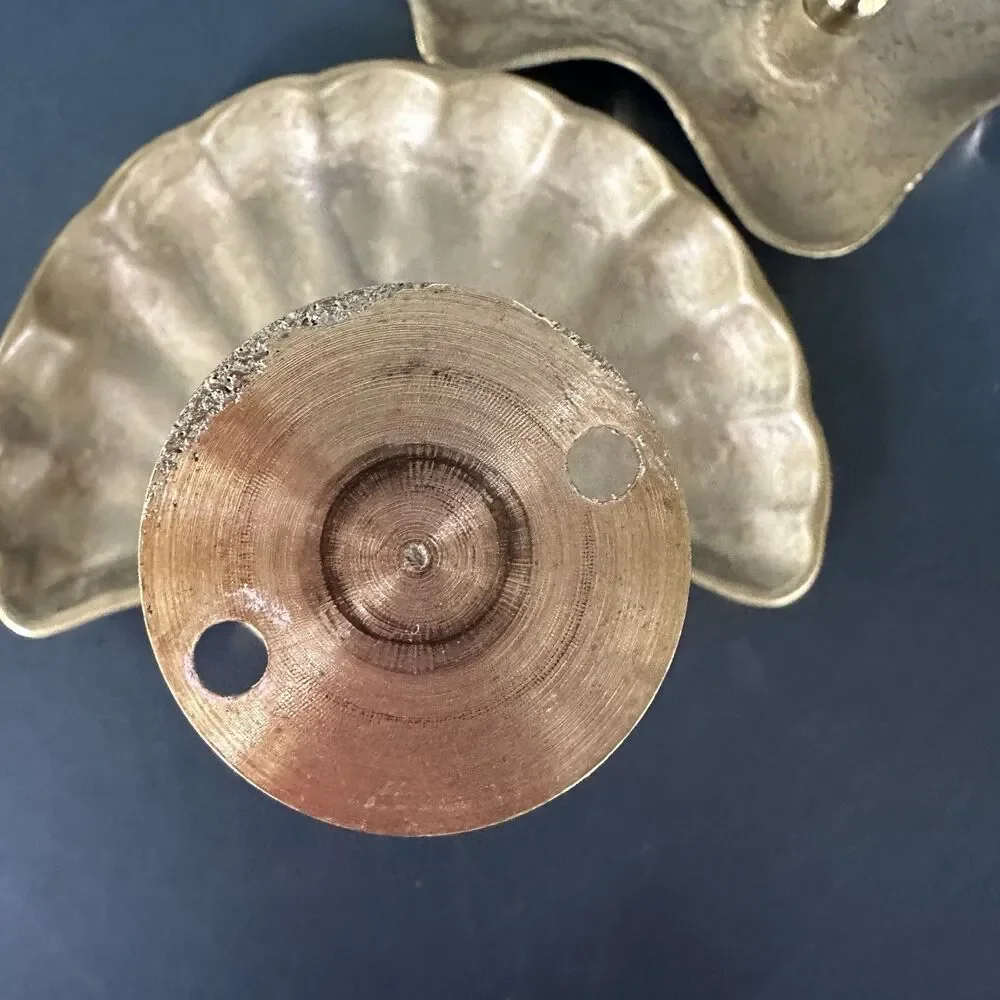 VTG Solid Brass Clam Shell Curtain Tiebacks Holdbacks Drapery Hardware Pair